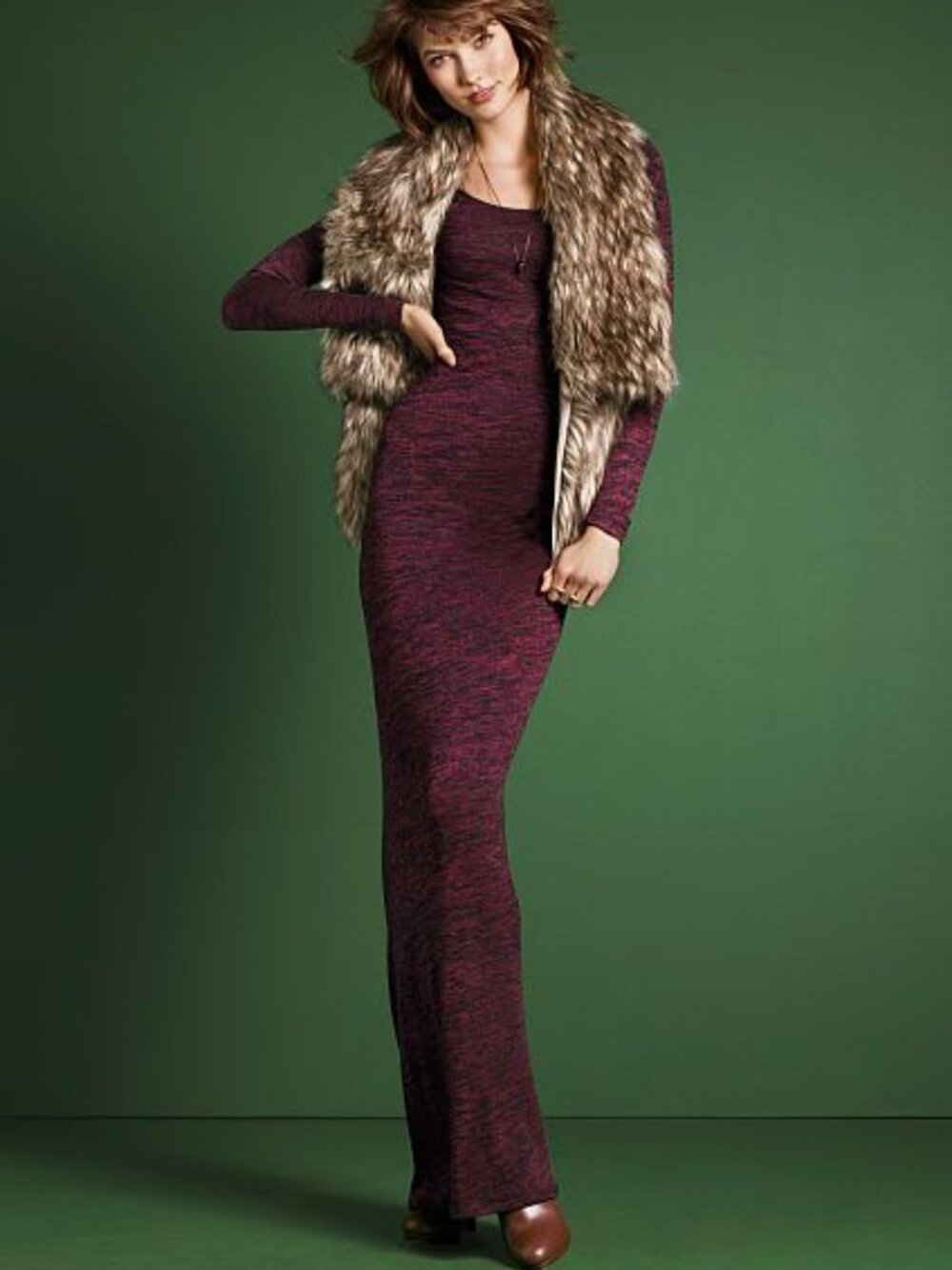 Victoria's Secret Draped-Back Maxi Dress in Plum Struck Marl Large